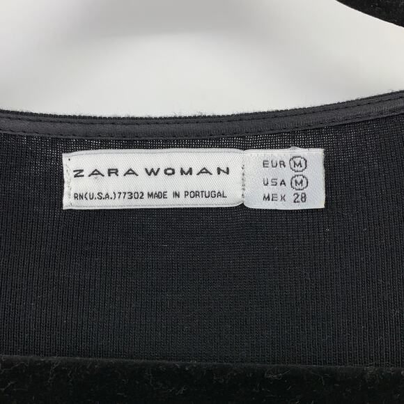 Zara Woman Faux Wrap Front Sweater Womens Sz M Short Sleeve Black White Stripe - Picture 5 of 5